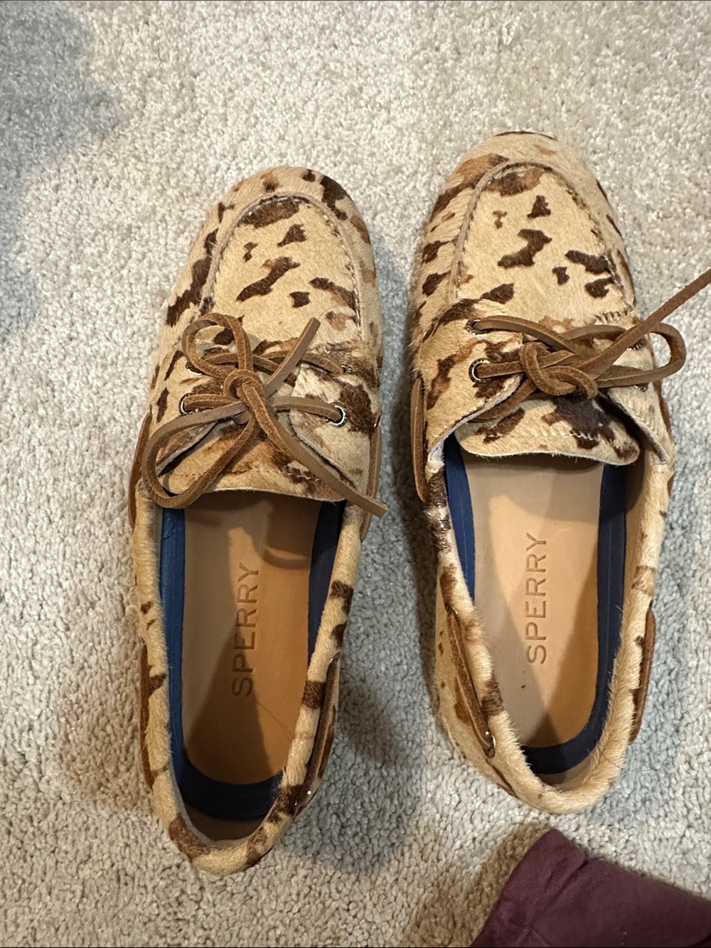 NWOT Sperry animal print calf hair boat shoe 8